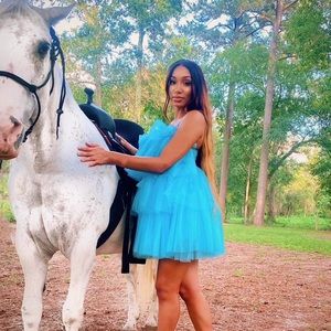 Elegant Blue Ruffle Dress